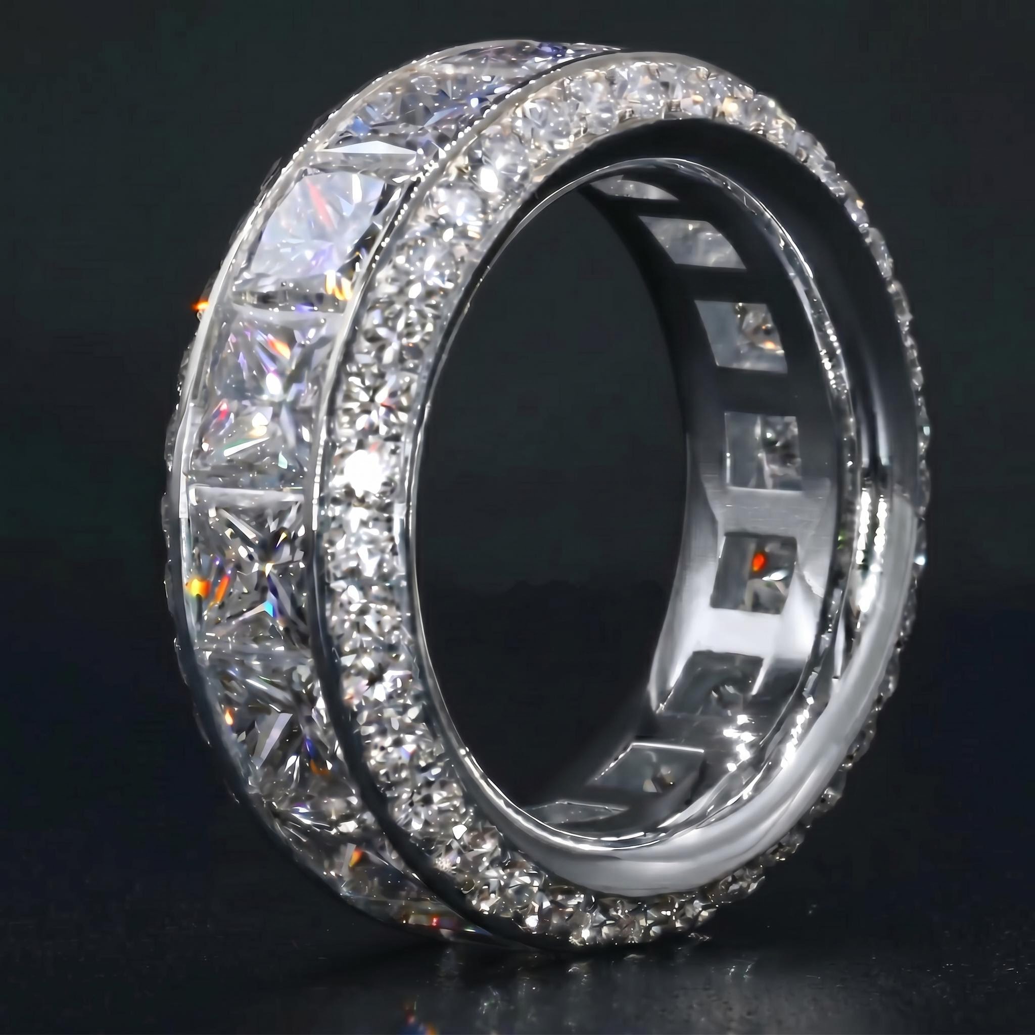 Stunning Princess Cut Halo Eternity Band