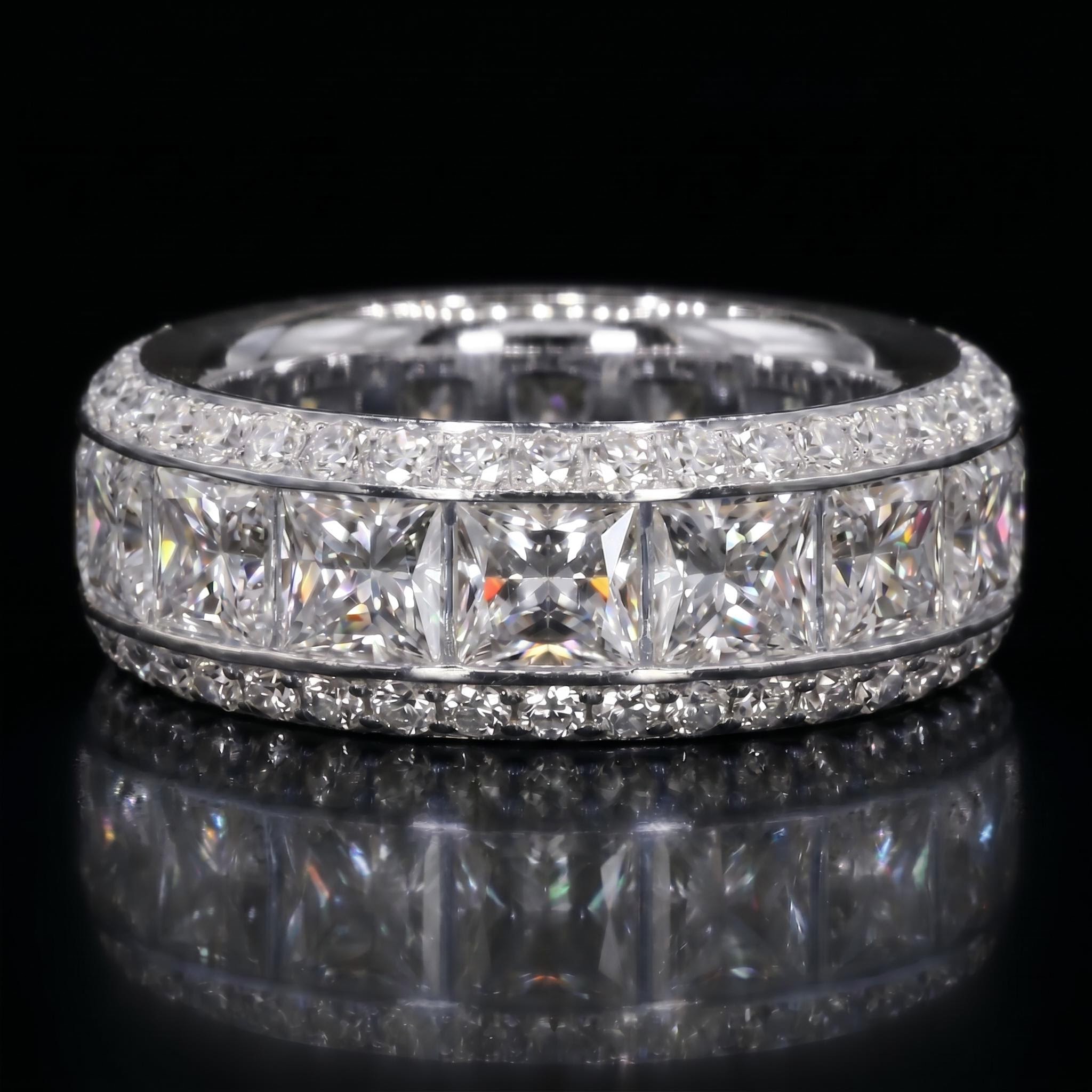 Stunning Princess Cut Halo Eternity Band