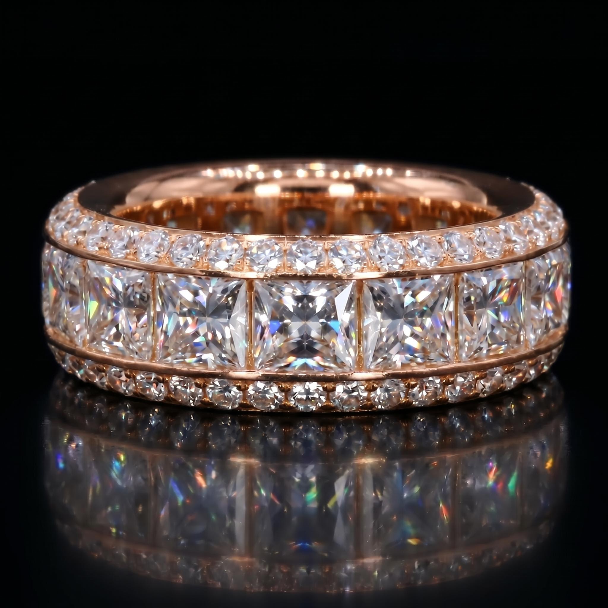 Stunning Princess Cut Halo Eternity Band
