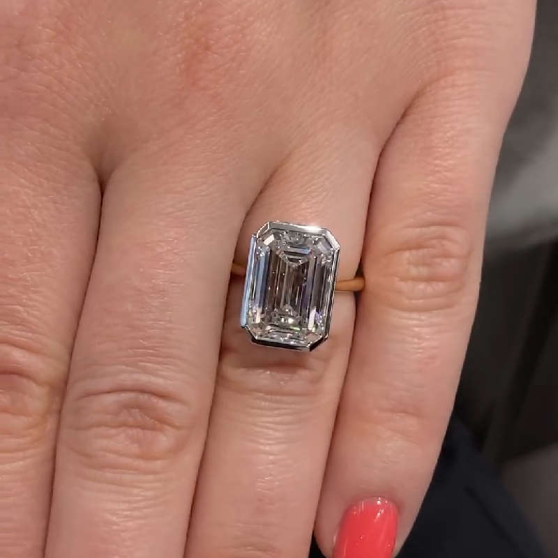 Customized Name/Letters Emerald Cut Engagement Ring