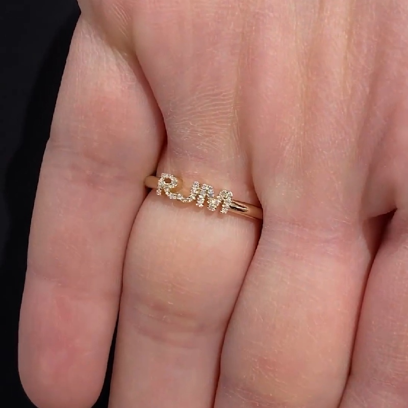 Customized Name/Letters Emerald Cut Engagement Ring