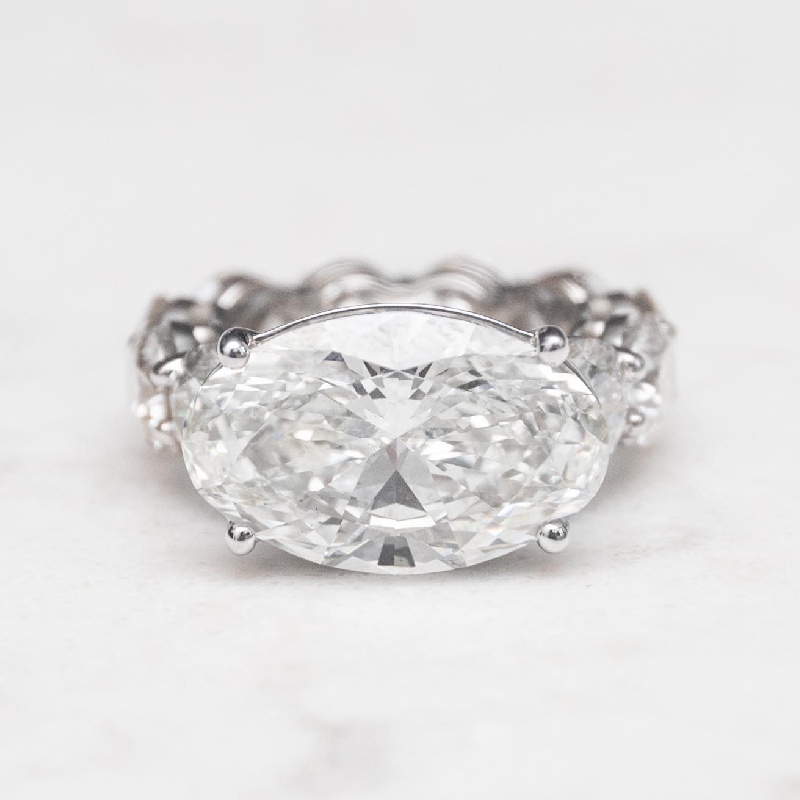 8.5ct Oval Cut with Pave Round Cut Engagement Ring