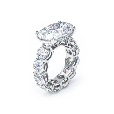 8.5ct Oval Cut with Pave Round Cut Engagement Ring