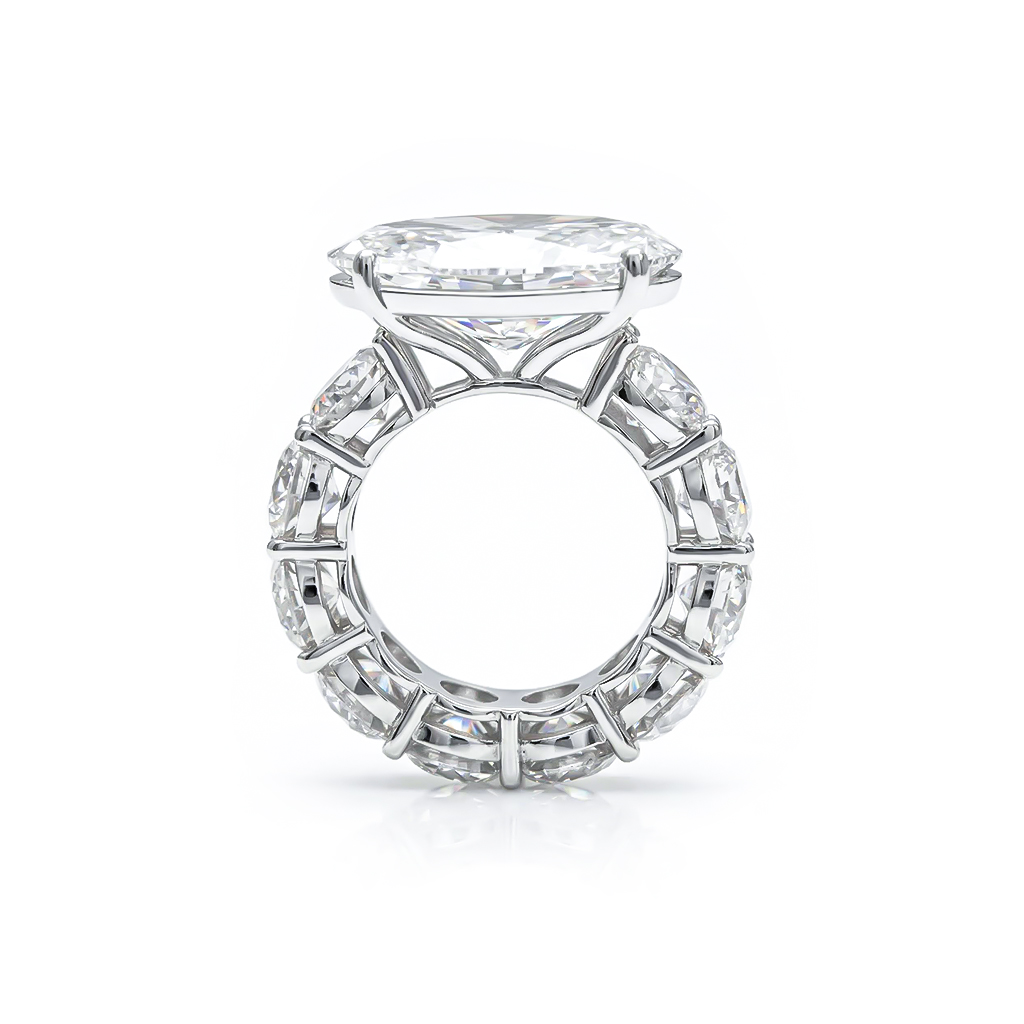 8.5ct Oval Cut with Pave Round Cut Engagement Ring