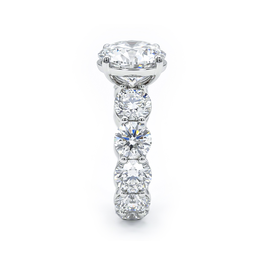 8.5ct Oval Cut with Pave Round Cut Engagement Ring