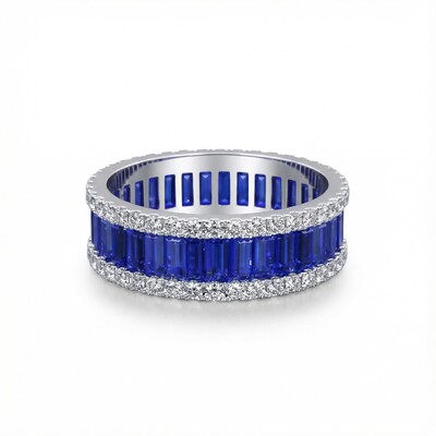 Stunning Emerald Cut Sapphire Halo Band