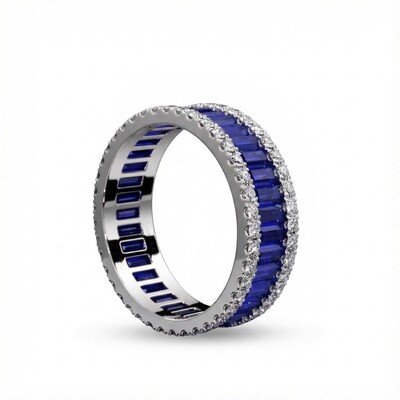 Stunning Emerald Cut Sapphire Halo Band