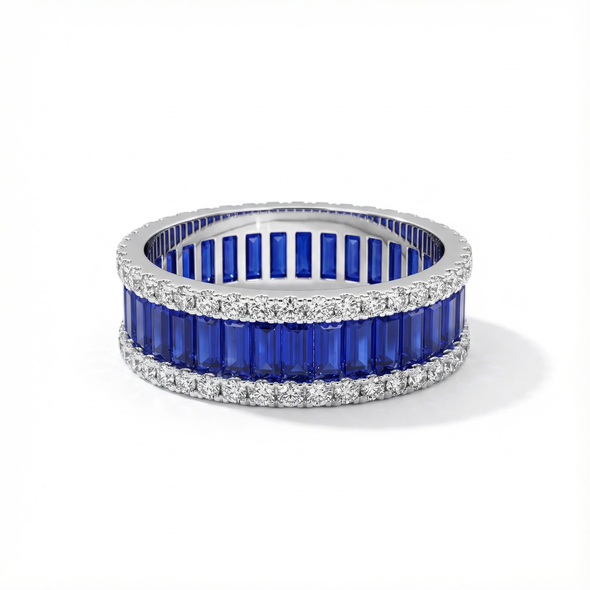 Stunning Emerald Cut Sapphire Halo Band Stunning Emerald Cut Sapphire Halo Band