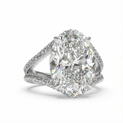 8ct Oval Cut Engagement Ring in Silver