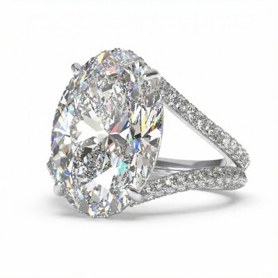 8ct Oval Cut Engagement Ring in Silver