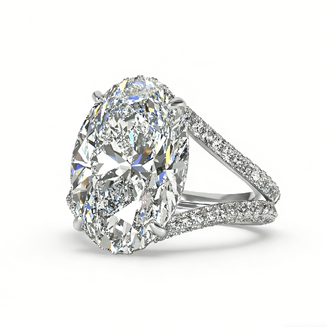 8ct Oval Cut Engagement Ring in Silver