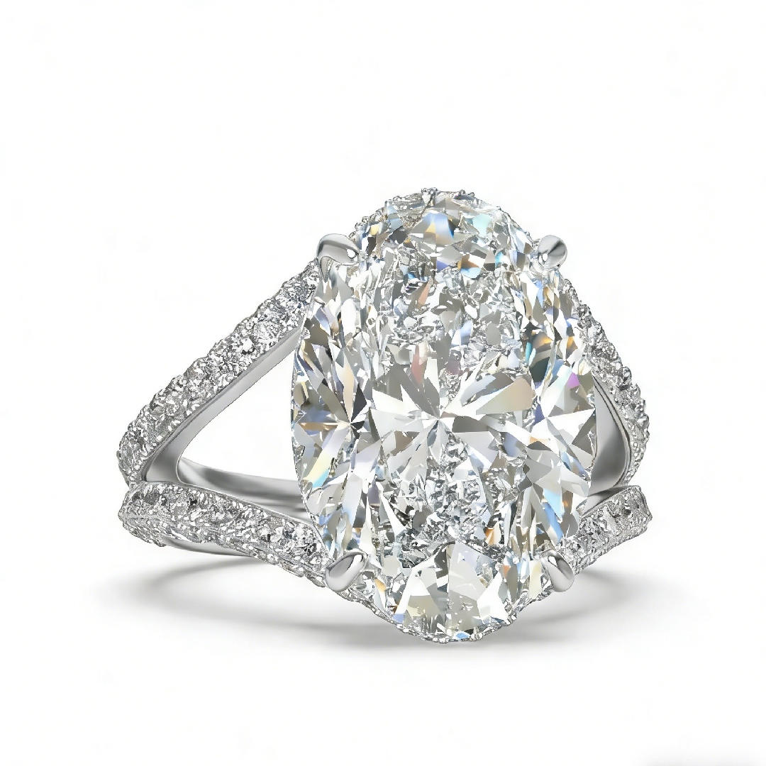 8ct Oval Cut Engagement Ring in Silver