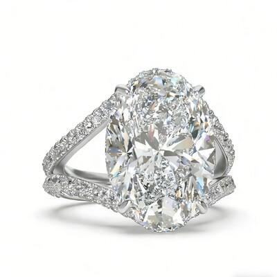 8ct Oval Cut Engagement Ring in Silver