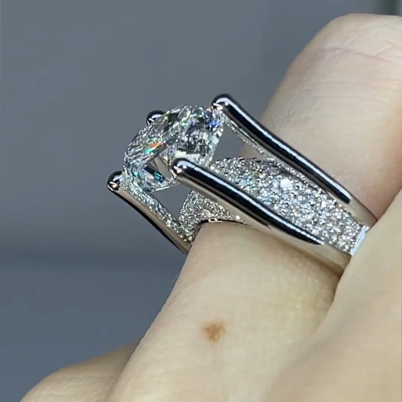 Unique Oval Cut Engagement Ring In Silver