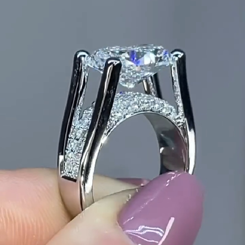 Unique Oval Cut Engagement Ring In Silver