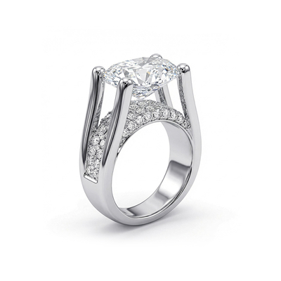 Unique Oval Cut Engagement Ring In Silver