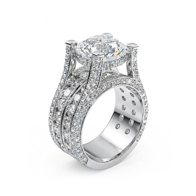6.2ct TCW Brilliant Round Cut Micro Pave Wide Band in Silver 6.2ct TCW Brilliant Round Cut Micro Pave Wide Band in Silver