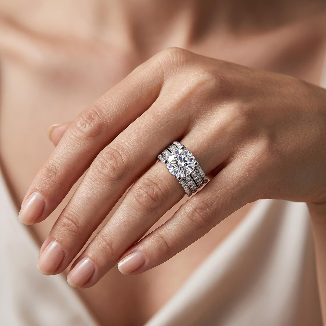 6.2ct. tw. Brilliant Round Cut Micro Pave Wide Band in Silver 6.2ct. tw. Brilliant Round Cut Micro Pave Wide Band in Silver