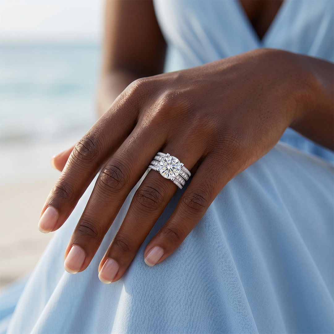 6.2ct. tw. Brilliant Round Cut Micro Pave Wide Band in Silver 6.2ct. tw. Brilliant Round Cut Micro Pave Wide Band in Silver
