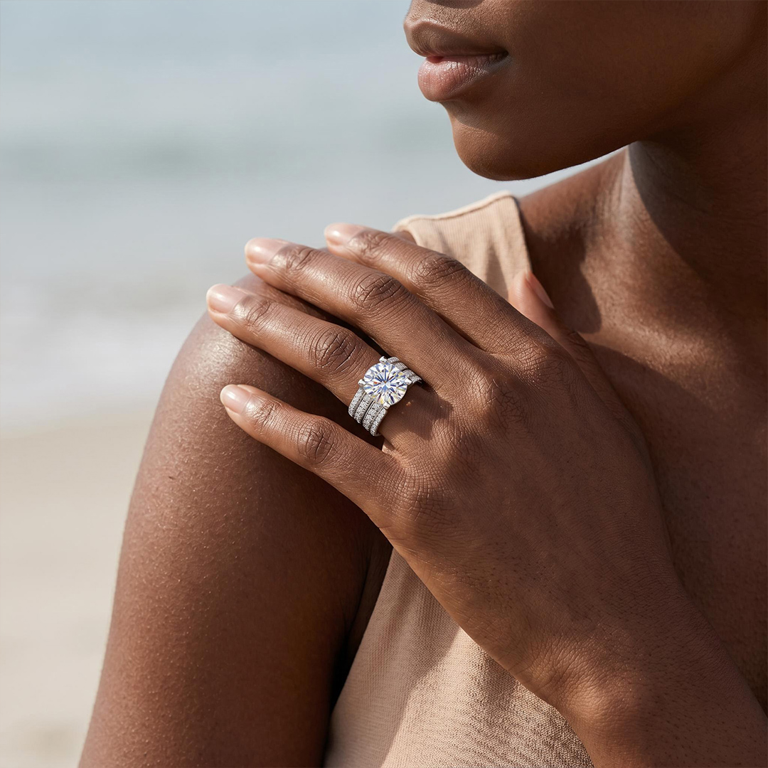 6.2ct. tw. Brilliant Round Cut Micro Pave Wide Band in Silver 6.2ct. tw. Brilliant Round Cut Micro Pave Wide Band in Silver