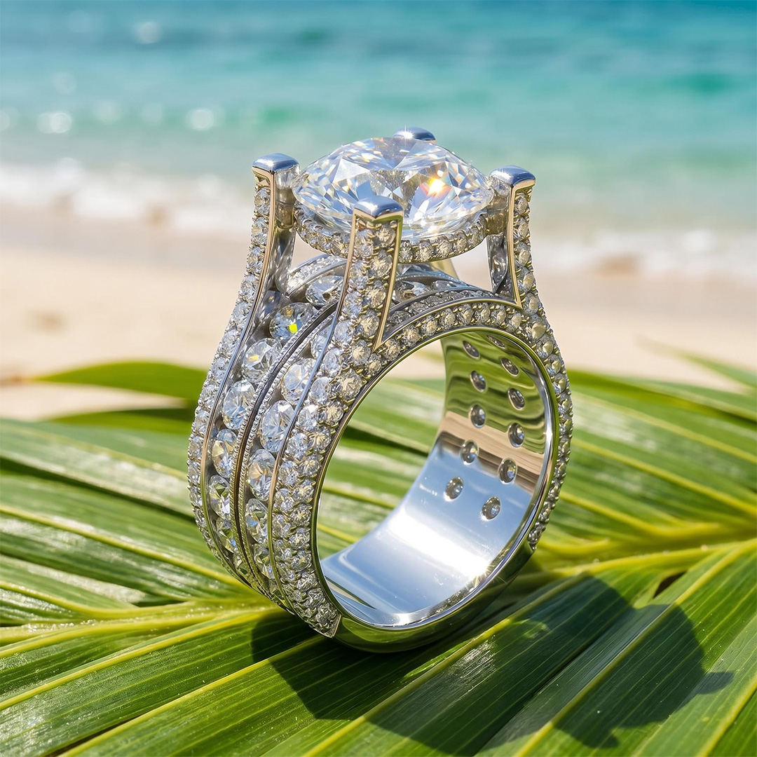 6.2ct. tw. Brilliant Round Cut Micro Pave Wide Band in Silver 6.2ct. tw. Brilliant Round Cut Micro Pave Wide Band in Silver