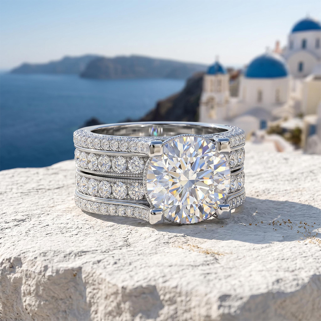 6.2ct. tw. Brilliant Round Cut Micro Pave Wide Band in Silver 6.2ct. tw. Brilliant Round Cut Micro Pave Wide Band in Silver