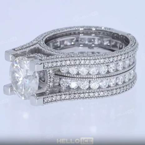 6.2ct. tw. Brilliant Round Cut Micro Pave Wide Band in Silver 6.2ct. tw. Brilliant Round Cut Micro Pave Wide Band in Silver