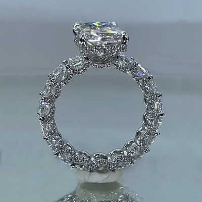 6.5ct Luxury Radiant Cut Pave Halo Engagement Ring