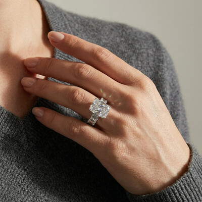 28.28ct. tw. Luxury Radiant Cut Pave Halo Engagement Ring