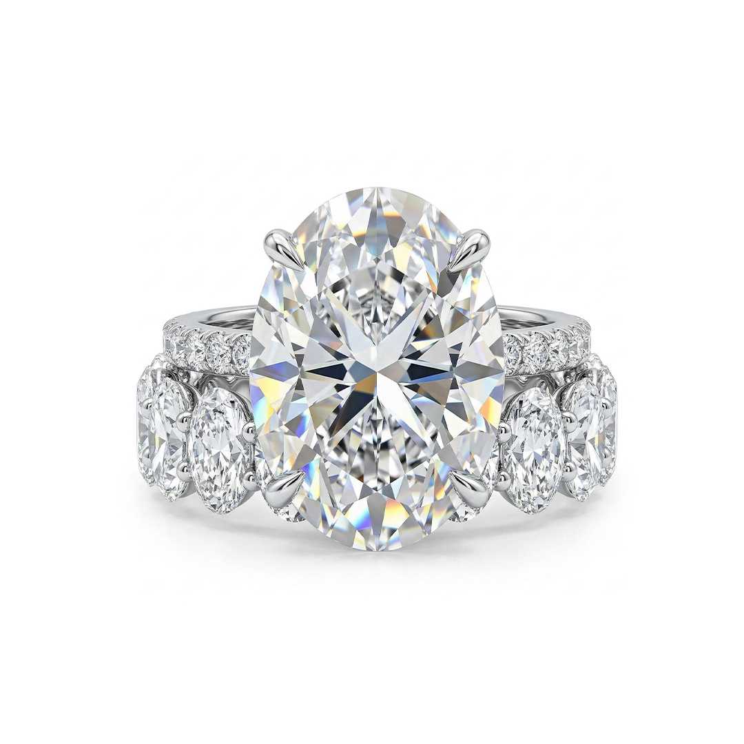 6.5ct Oval Cut Wedding Ring Set in Silver