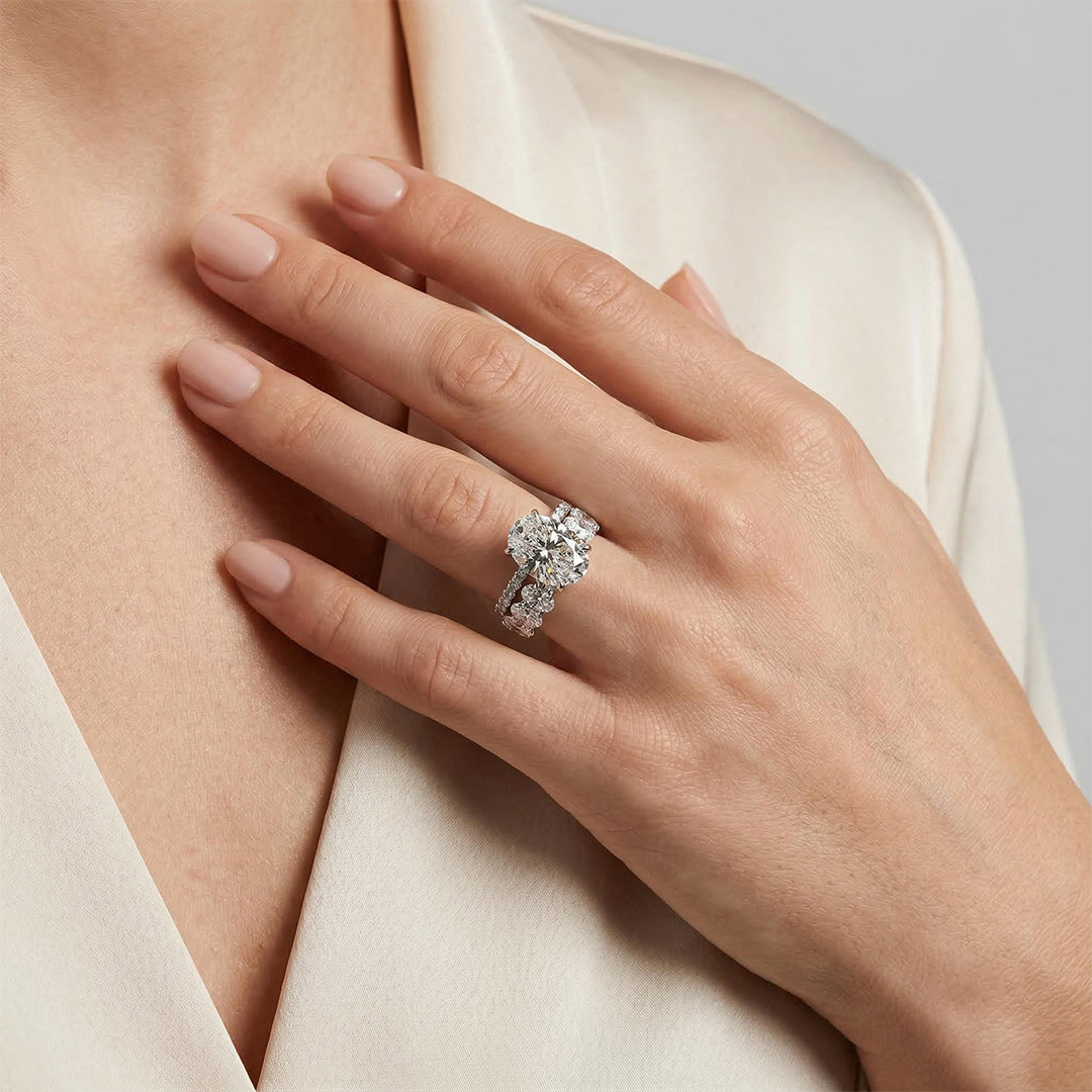 6.5ct Oval Cut Wedding Ring Set in Silver