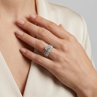 6.5ct Oval Cut Wedding Ring Set in Silver