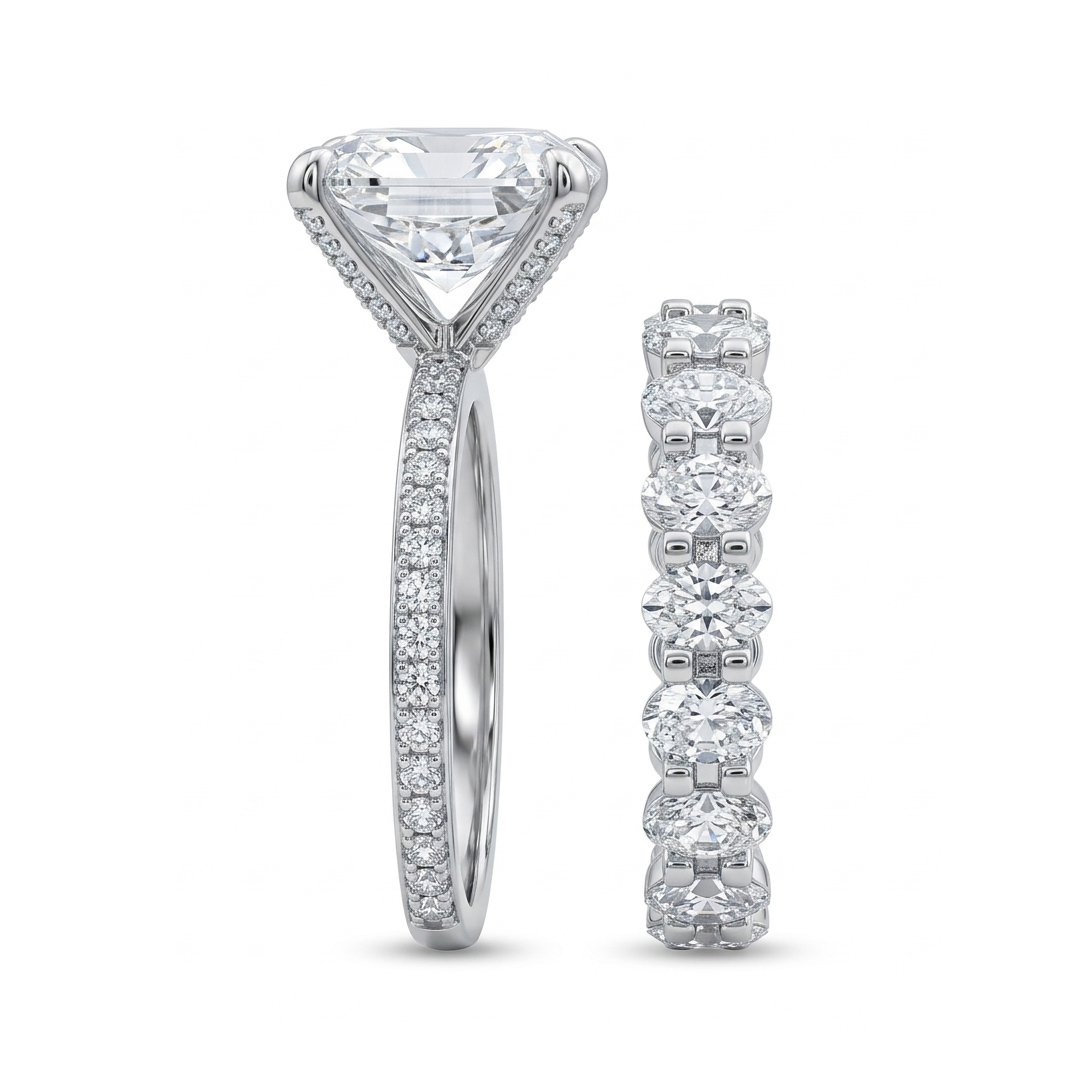 6.5ct Oval Cut Wedding Ring Set in Silver