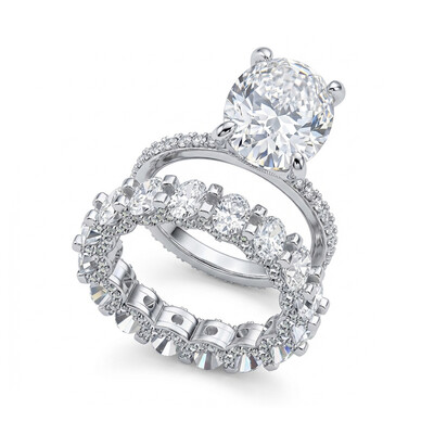 6.5ct Oval Cut Wedding Ring Set in Silver