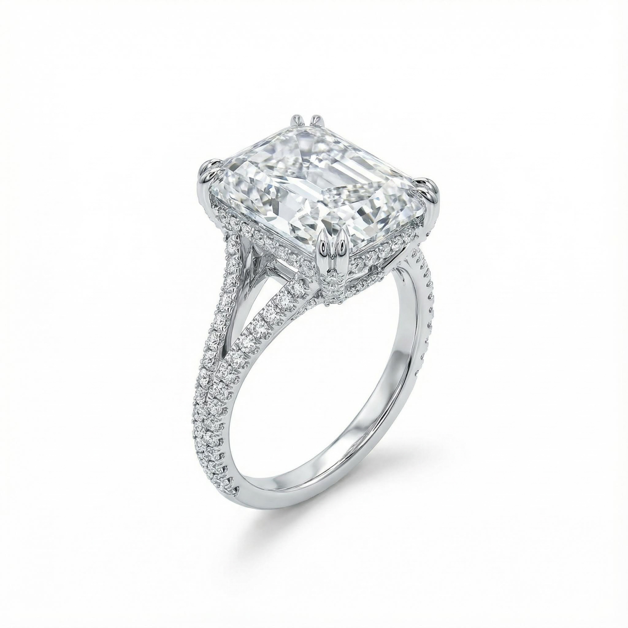 Elegant Emerald Cut Engagement Ring in Silver