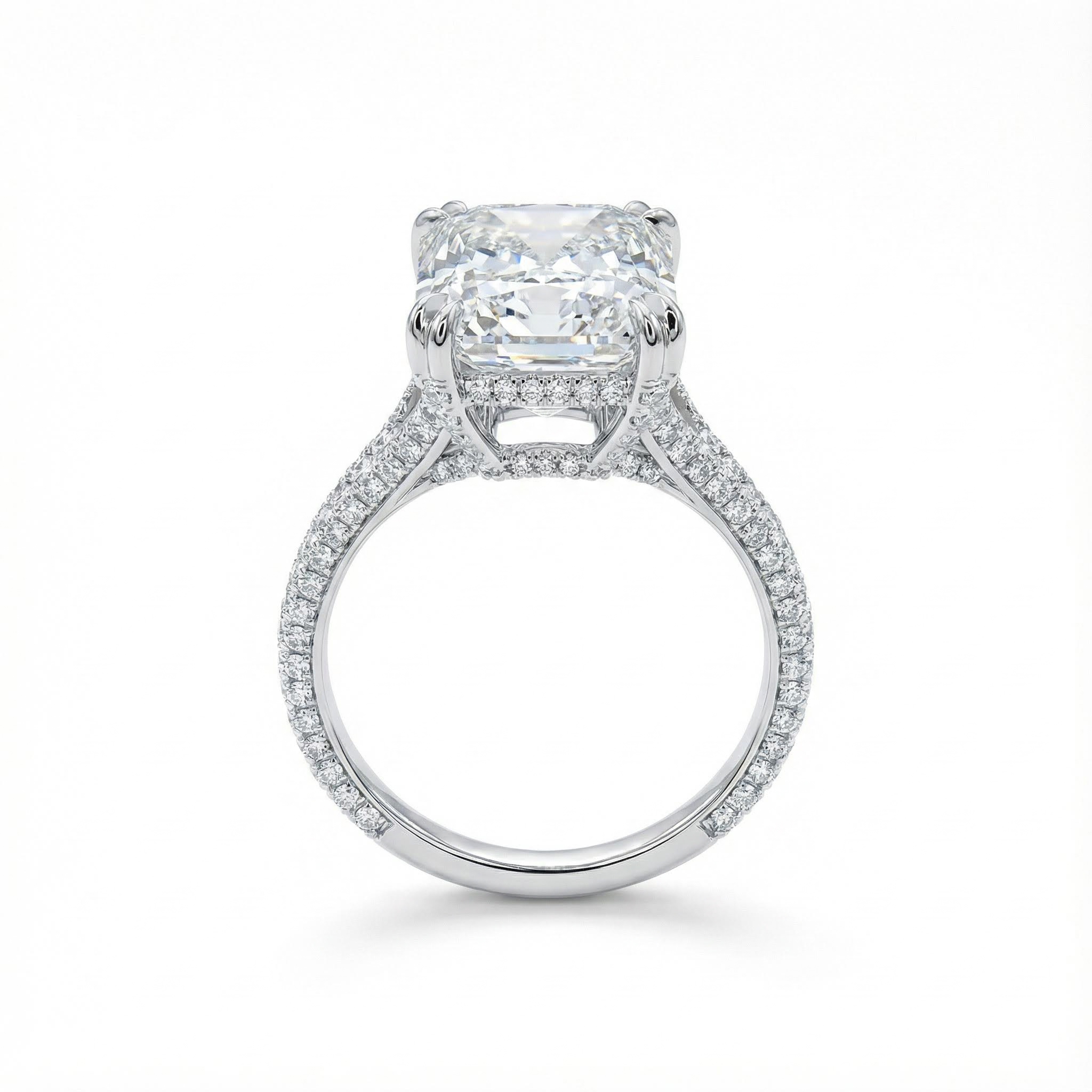 Elegant Emerald Cut Engagement Ring in Silver