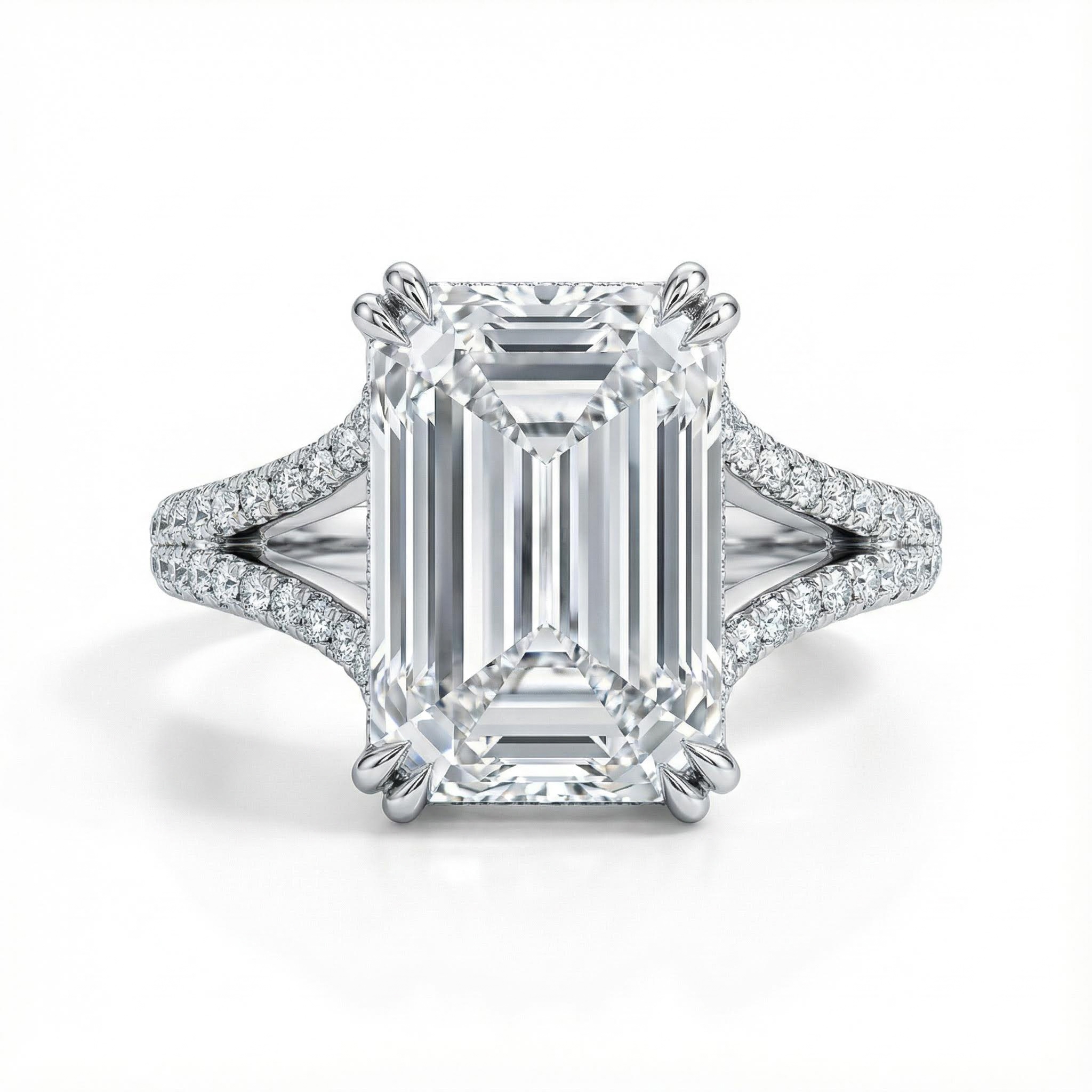 Elegant Emerald Cut Engagement Ring in Silver