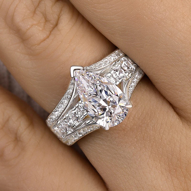 Pear Cut Paved Engagement Ring