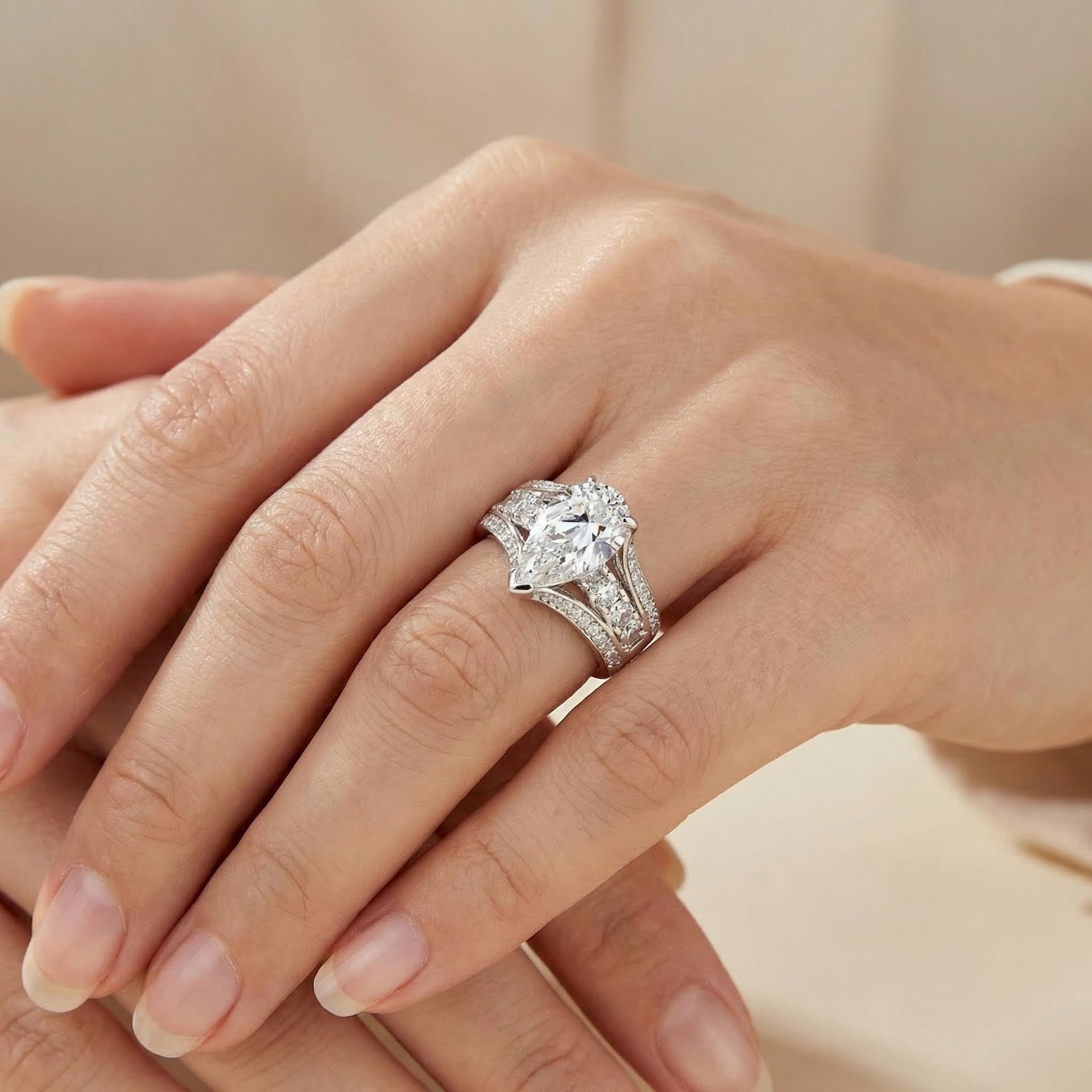 Pear Cut Paved Engagement Ring Pear Cut Paved Engagement Ring