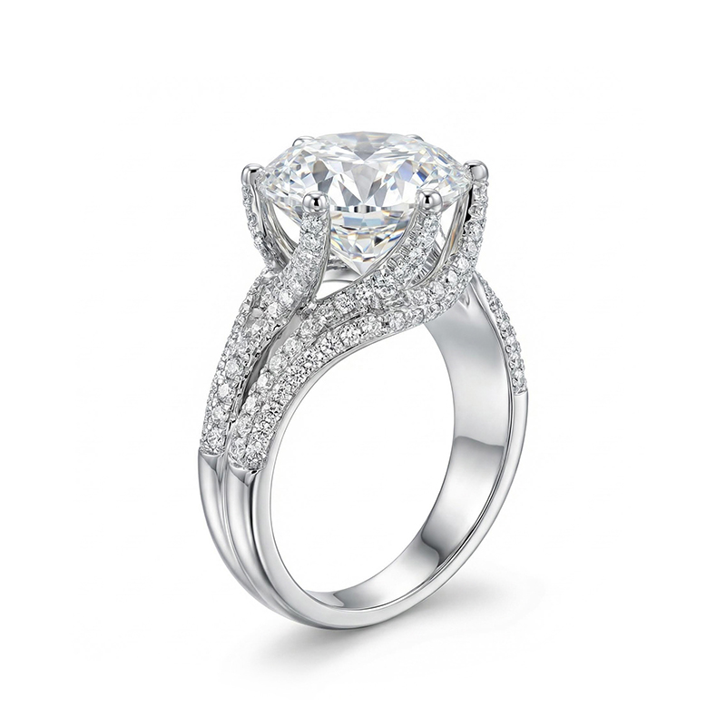 6 Prong Twist Round Cut Engagement Ring