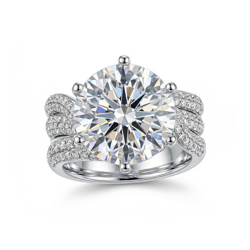 6 Prong Twist Round Cut Engagement Ring