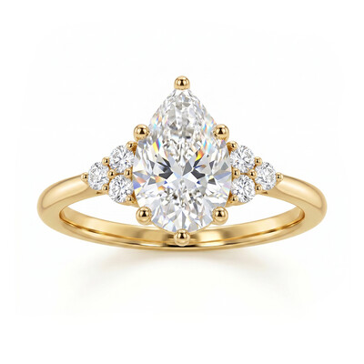 Pear Cut with Side Round Diamond Engagement Ring