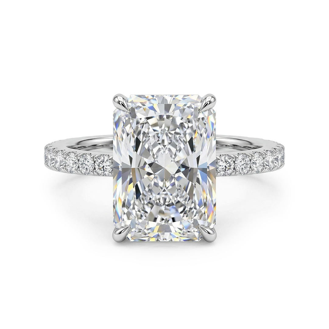 Customized Letters Radiant Cut Engagement Ring