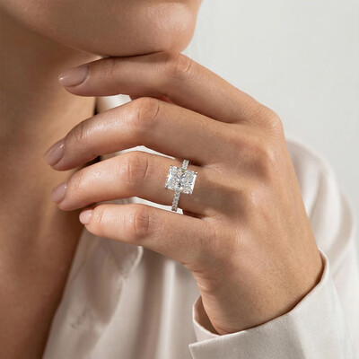 Customized Letters Radiant Cut Engagement Ring