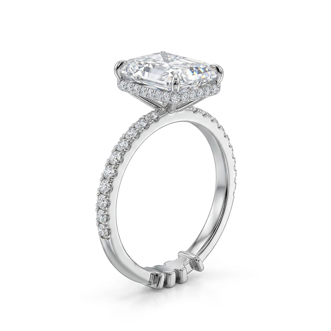 Customized Letters Radiant Cut Engagement Ring