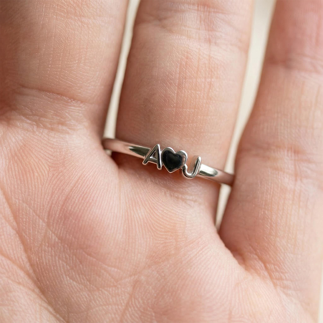 Customized Letters Radiant Cut Engagement Ring