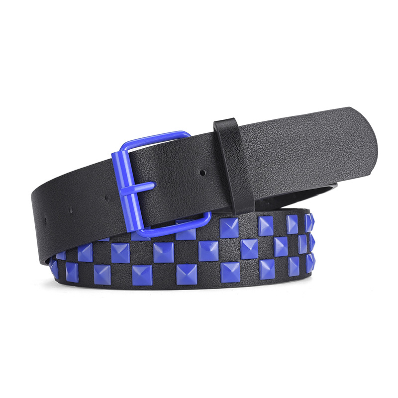 Hip Hop Punk Four Square Bead Pyramid Belt