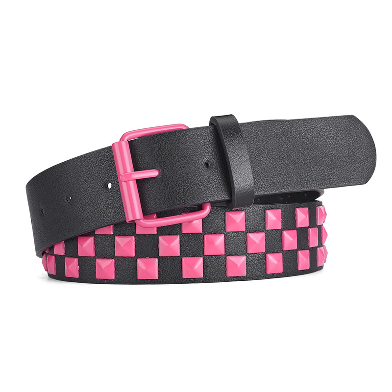 Hip Hop Punk Four Square Bead Pyramid Belt