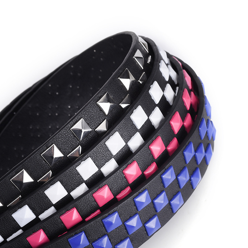 Hip Hop Punk Four Square Bead Pyramid Belt