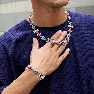 Colorful Diamonds Baguette Cut Necklace & Bracelet Set